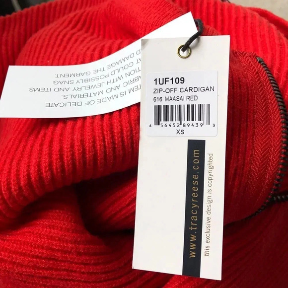 Tracy Reese Zip Off Cardigan in Maasai Red Size XS NWT - Picture 9 of 15